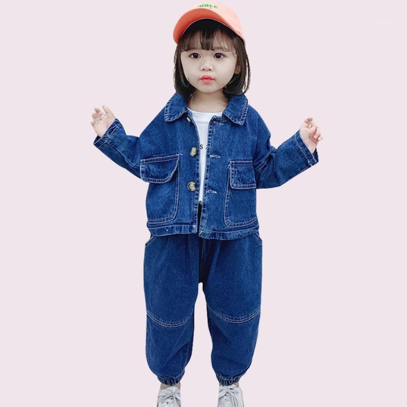 

Baby Girl Clothes Pockets Girls Clothing Denim Jacekt + Jeans Costumes For Girls Casual Style Tracksuit Kids1, As picture