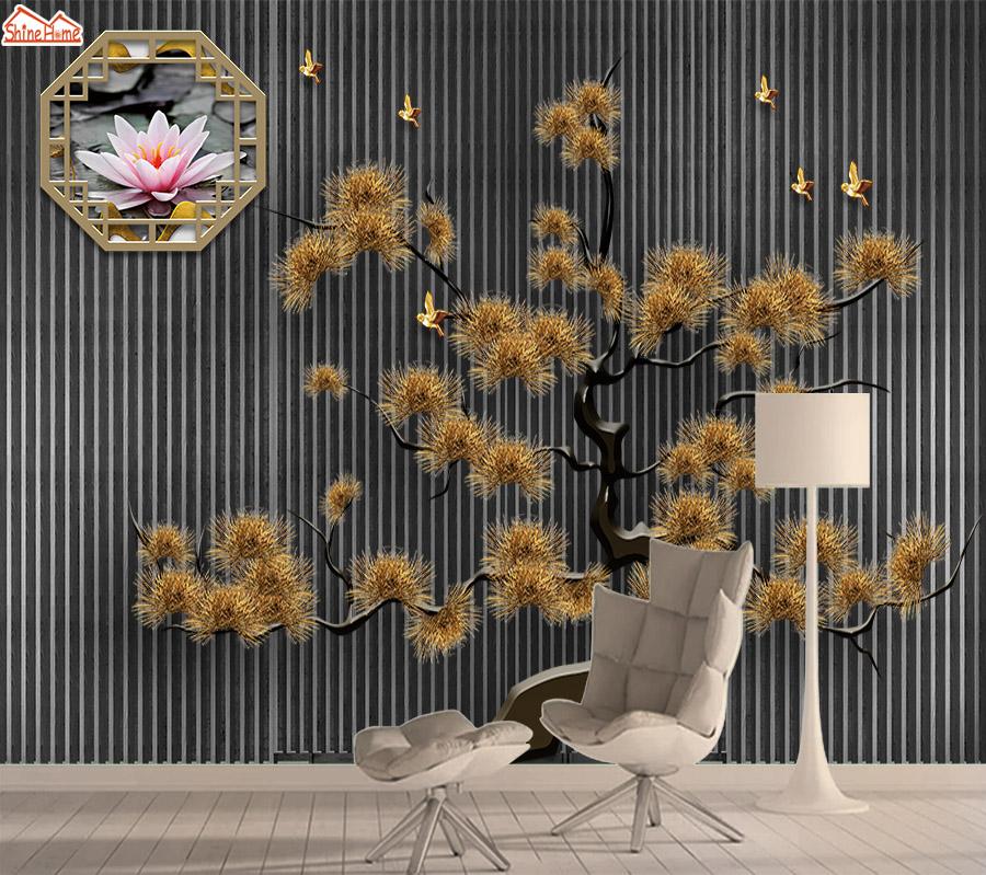 

Mural 8d Photo Wallpaper 3d Wall Paper Papers Home Decor Wallpapers for Living Room Self Adhesive Black Gold Tree Murals Rolls, 3d embossed material