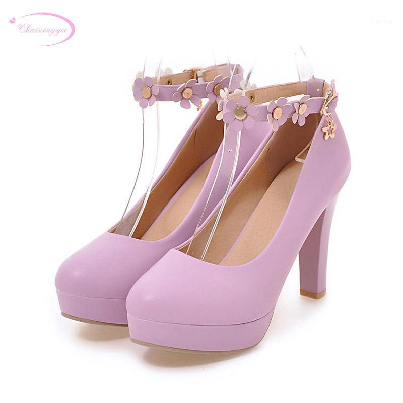 

Chainingyee sweet comfortable round toe pumps fashion slip-on black pink beige thick high-heeled women's shoes1