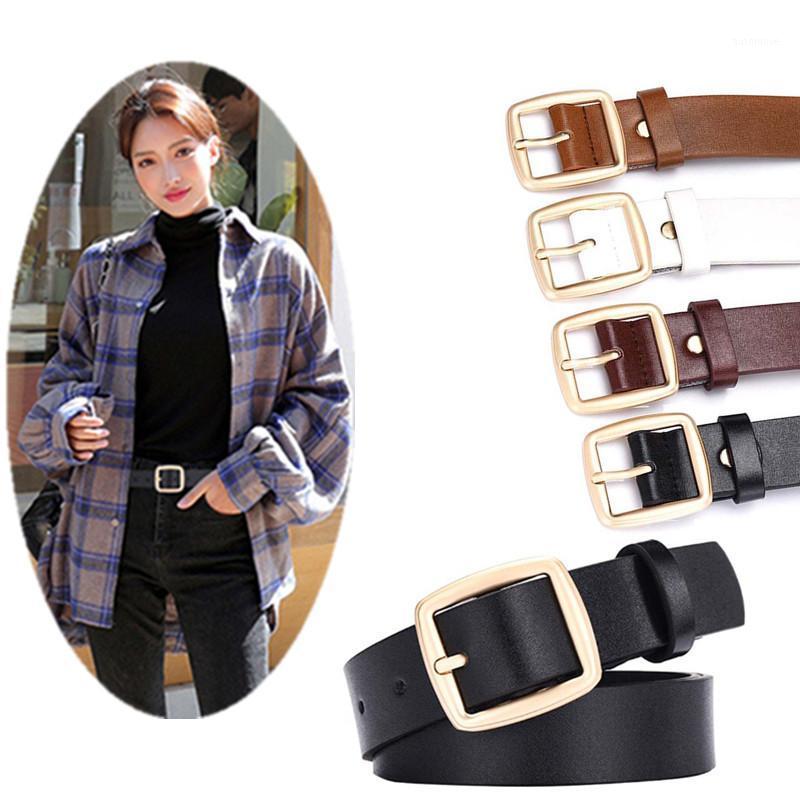

1PC Fashion Ladies Faux Leather Gold Pin Metal Buckle Straps Women Belts Mujer Accessories1, Black