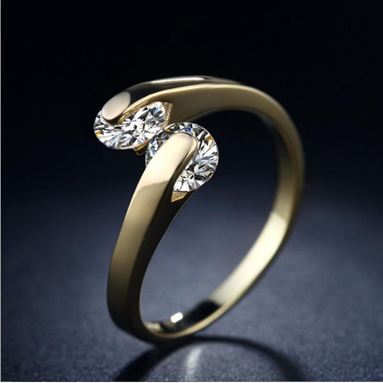

Wedding Rings White Gold Filled For Women Adjustable Engagement Round Anilos Zirconia Aneis Bague Anel Masculino 18Kb010, Slivery;golden