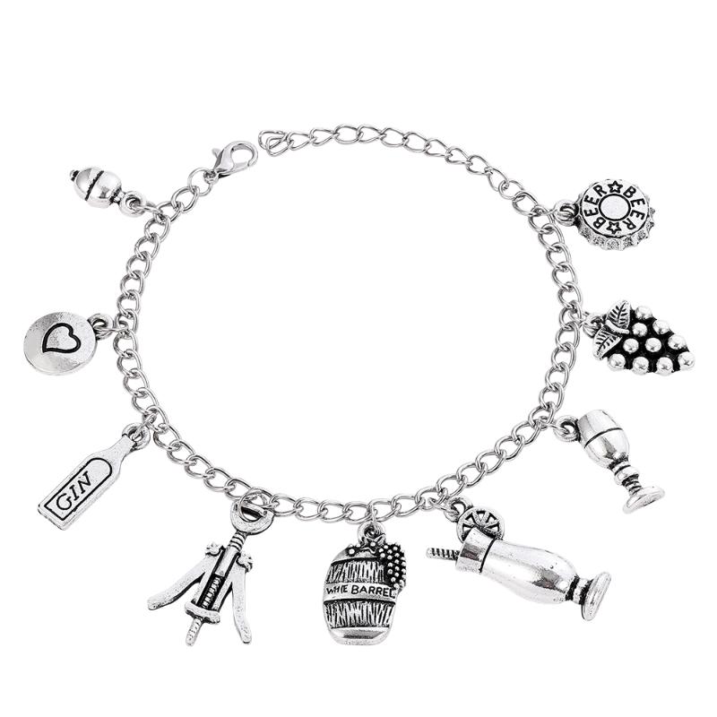 

Bar Bartending tool model pendant Bracelets Diy Charm Silver color Chain drop bracelet Jewelry for Bartender Christmas Gifts