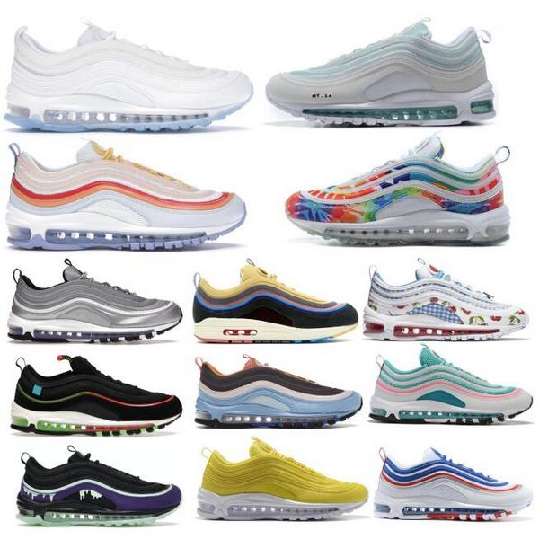 

Jesus 97 Running Shoes South Beach Sean Wotherspoon Golf White Pure Platinum Cushion 97s OG SE 2022 Classic Men Women Tennis Trainers Sneakers, Black