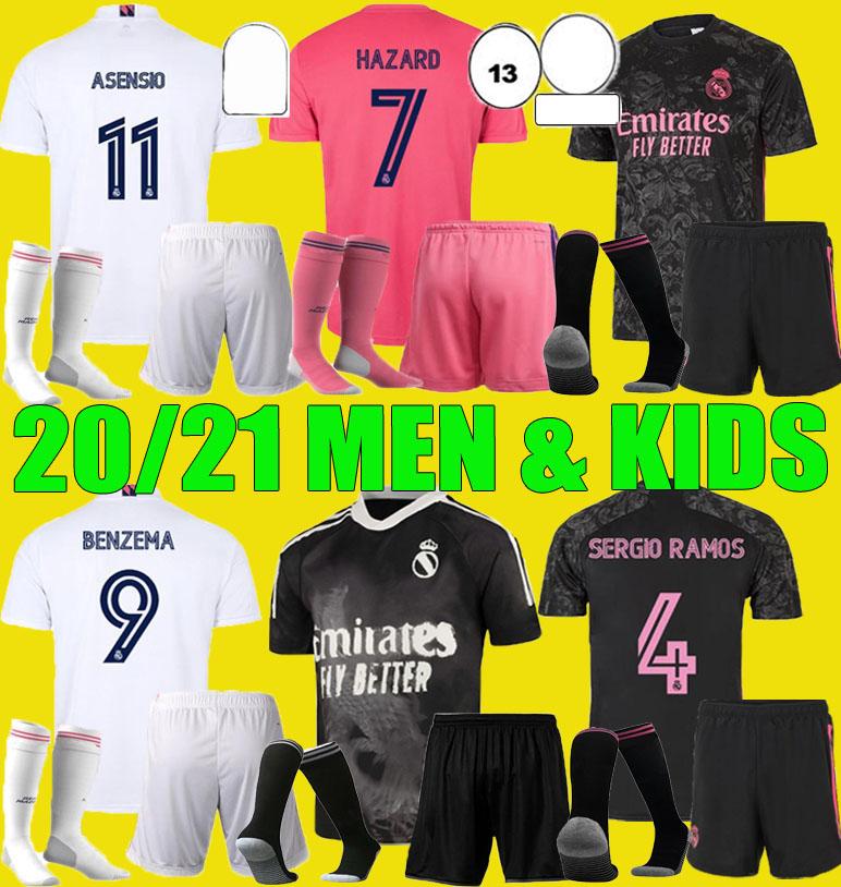 

MEN Kids Real Madrid 2020 2021 Soccer Jersey Fourth HAZARD ASENSIO SERGIO RAMOS 4th kits 20 21 VINI BENZEMA Football Shirts set uniforms, 20/21 fourth full set + patch