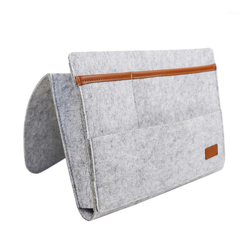 

Bedside Storage Bag Felt Hanging Storage Organizer with Inner Pockets for Bedroom Dorm JAN881, Light gray