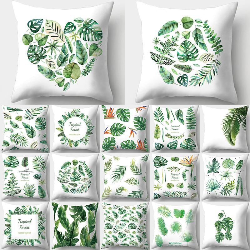 

Tropical Plants Pattern Decorative Cushions Pillowcase Polyester Cushion Cover Throw Pillow Sofa Decoration Pillowcover 40506, 2-40506-099