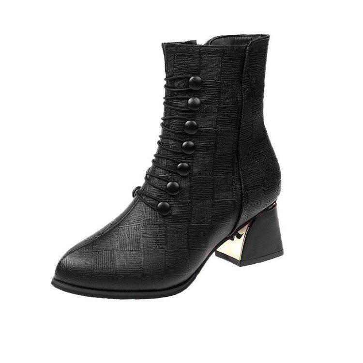 

Fashion Boots Heels Winter Boots Women Warm Snow Keep Shoes Female Mid-calf Platform Woman Shoes Ankle Boot Zapatos De Mujer 43, Black