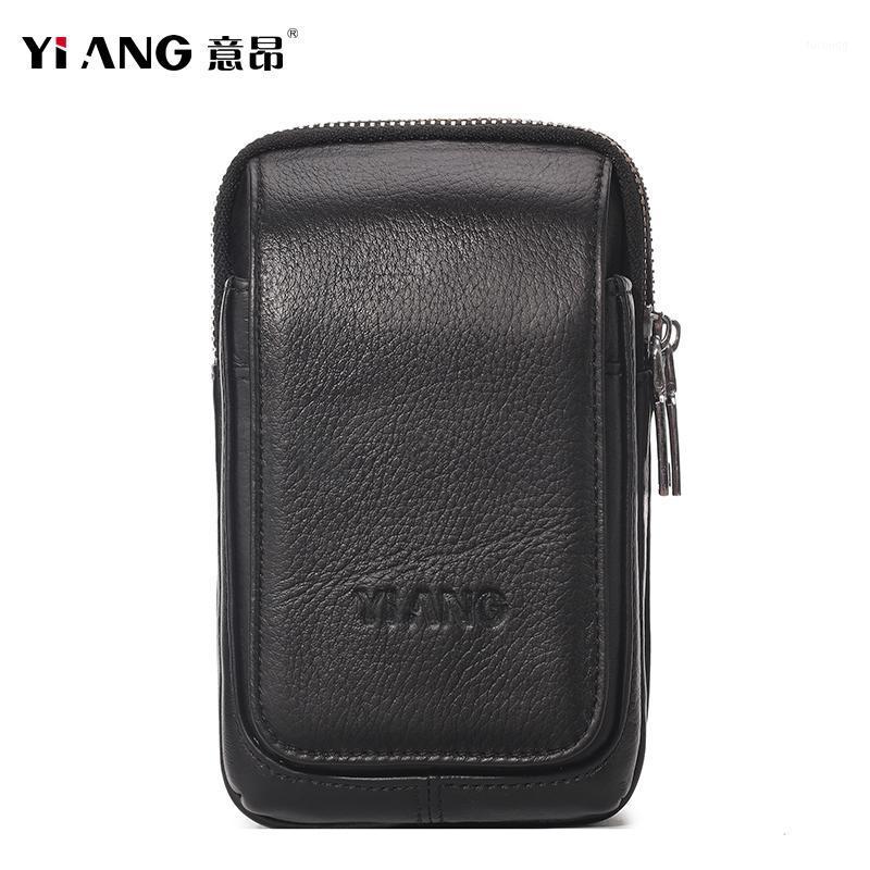 

YIANG Genuine Leather Man Small Bags Buisness Mobile Phone Case Money Purse Cigarette Pouch Waist Fanny Packs Belt Bum Hip Bags1, Sky blue