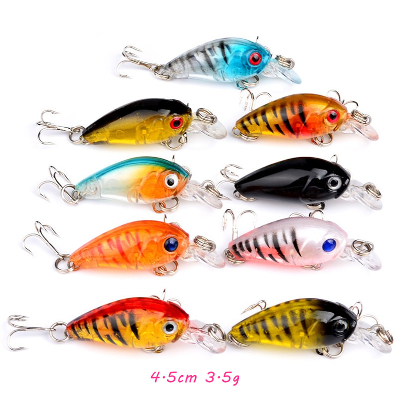 

9 Color Mixed 4.5cm 3.5g Crank Hard Baits & Lures Fishing Hooks 10# Treble Hook Fishhooks Pesca Tackle B8_204