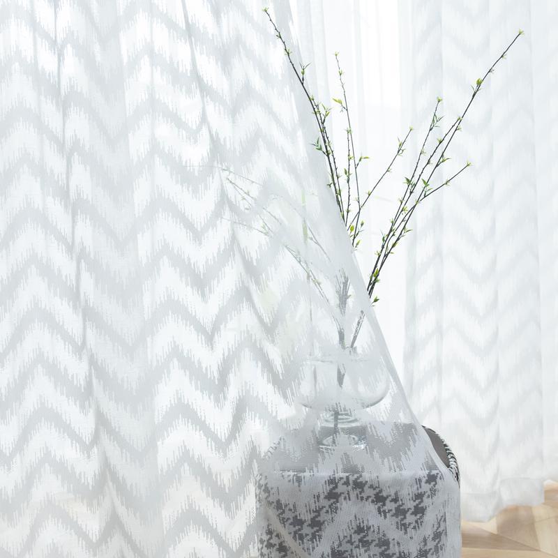 

Wave White Tulle Curtains For Living Room Sheer Curtains For Bedroom Kitchen Tulle Striped Voile Window M246Z1