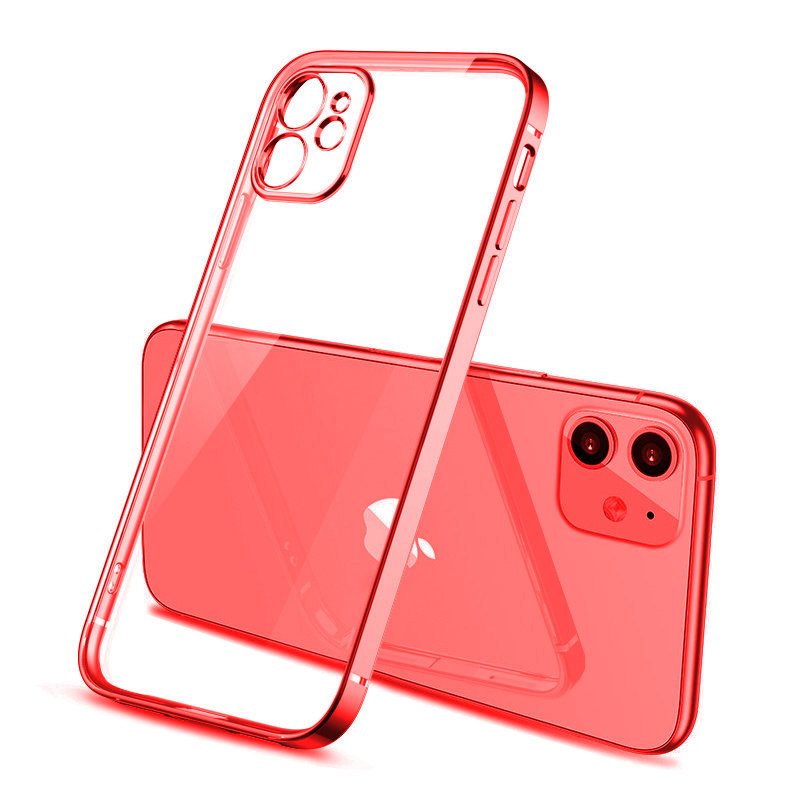 

Classic Luxury Plating Cases Straight Flat Sides TPU Soft Clear Shockproof Case for iPhone 12 Mini 11 Pro Max XR XS X 8 7 Plus SE2, 5pcs/color/model