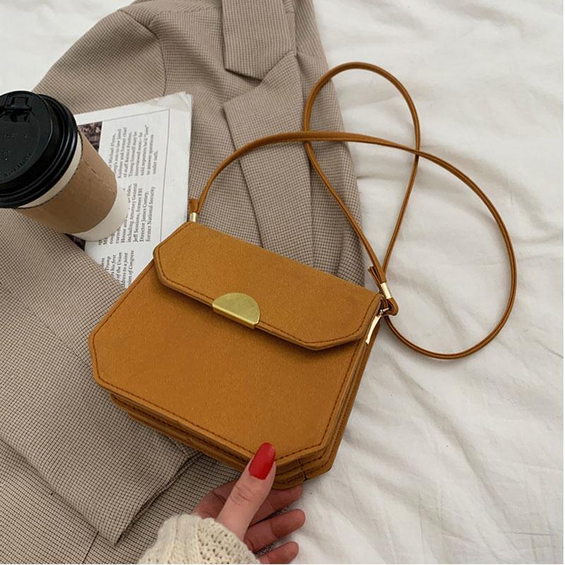 

High Quality Nubuck leather Handbag For Women Retro Simple Style Shoulder Bag Fashion Female Crossbody Bag Square Small, Black