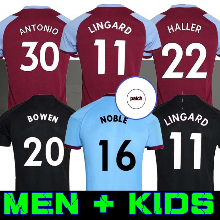 

MEN Kids 20 21 Ham Home soccer jerseys 2020 2021 black LANZINI ANTONIO Bowen 125th Anniversary football shirts LINGARD Haller West JerseyS, 20/21 third +patch adult
