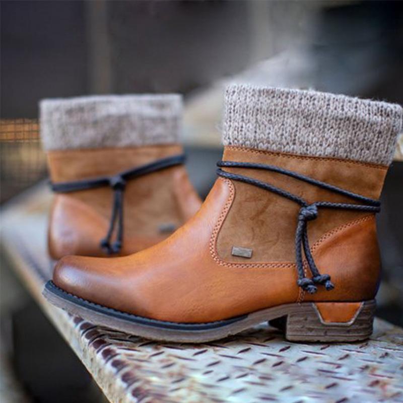 

Women's Snow Boots For Women Zip Warm Winter Footwear Ladies Fashion Big Size Comfort Woman PU Leather Shoes Women Footwear, Dark blue