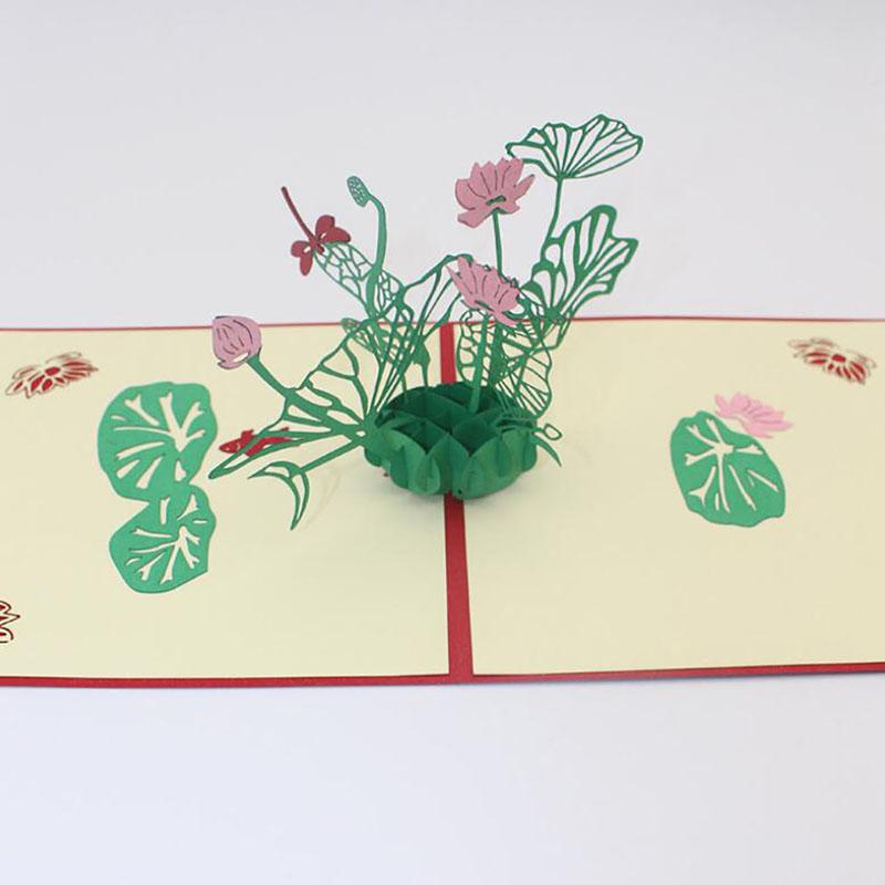 

3D Greeting Card DIY Water Lily Teacher's Day Mid-Autumn Festival Christmas Paper Carving Party Creative Cute Supplies