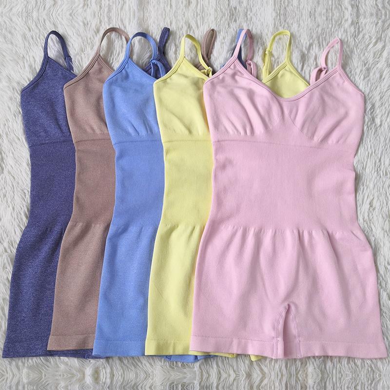 

New One Piece Seamless Yoga Set Women Workout Sportswear Gym Clothing Jumpsuit Shorts Adjustable Sports Bra Rompers Sports Suit1, Yellow