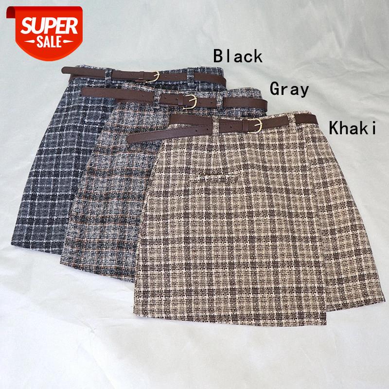 

Korean Irregular Lady Skirt Female Autumn Sweet High Waist A-line Mini Skirt Vintage Casual Women Plaid Chic Sashes #zJ5Z, White;black