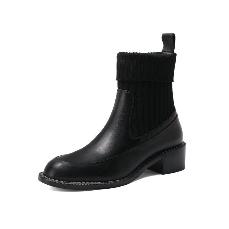 

2021 New the High Quality Autumn Winter for Women Superfine Fiber Round Toe Thick Heels Pumps Newest Basic Shoes Woman Lzez, Black