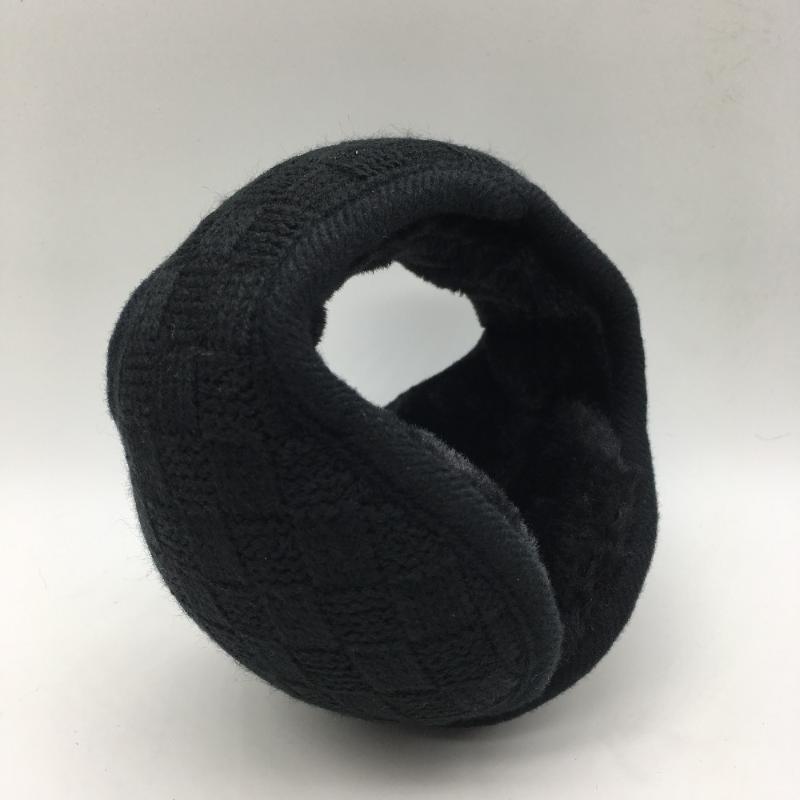 

Winter fashion warm earmuffs knitting grid unisex Ear warmer, Black