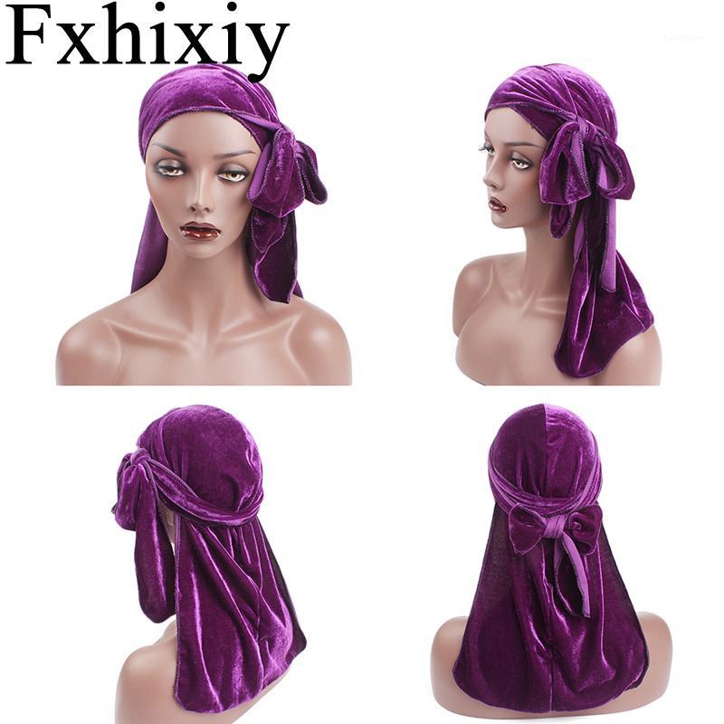 

Hot Sale Unisex Men Breathable Bandana Solid Headscarf Velvet Durag do doo du rag Long Tail Headwrap Biker Pirate Hat1, Purple