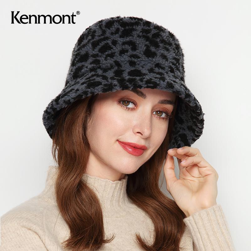 

Antibacterial self heating Plush warm leopard print basin hat autumn and winter Lamb Fur Fisherman Hat Women's hairy 51631, Gray