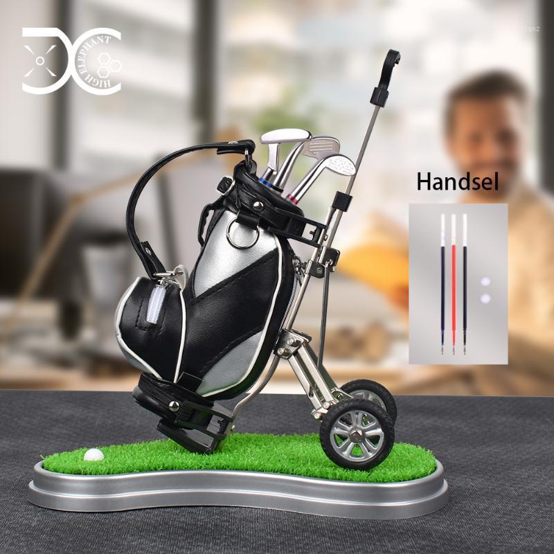 

Novel Golf Pen Holder with 3 Pieces Aluminum Pen Office Desk Decoration Golf Bag Pencil Holder for Fathers Day Souvenirs1