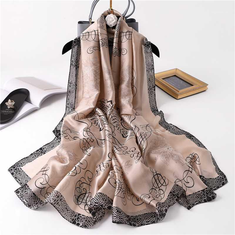 

2020 New Women Silk Scarf Shawls and Wraps Spring Summer Foulard Scarves Head Hijab Beach Stole Bufanda1