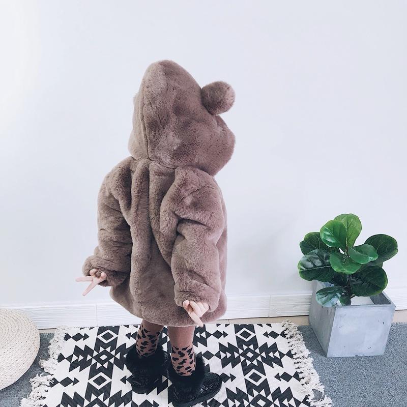 

Jackets Girls Plus Fleece Thick Fur Coat Autumn And Winter Baby Cotton-padded Clothes, Children's Foreign Style Outing Clothes, Blue;gray