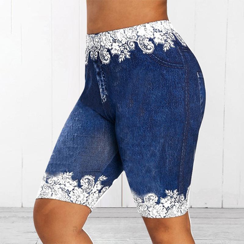 

2020 Lace Gym Sports Shorts Women High Waist Skinny Tights Woman Leggings Yoga Shorts Fitness Cycling Running Workout Gym1, Blue