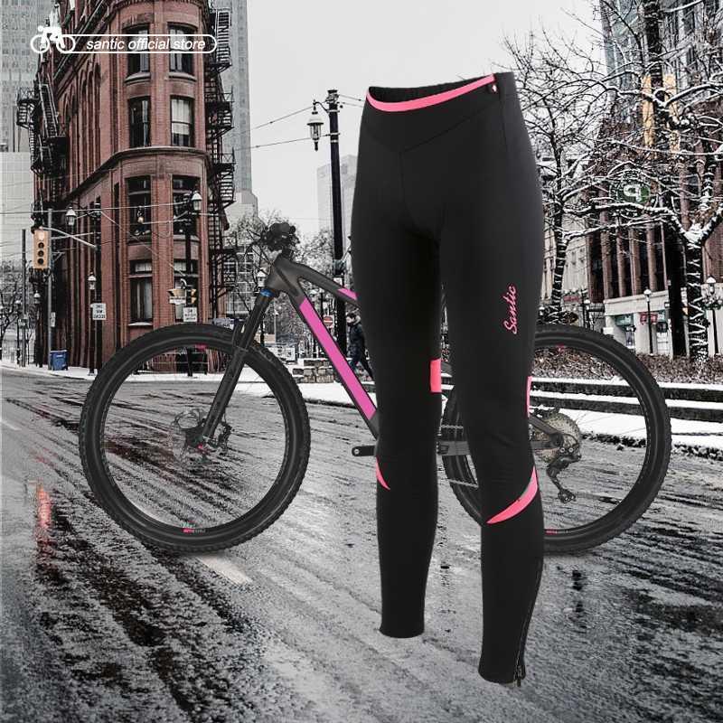 

Santic Women Cycling Fleece Padded Pants Winter 4D Cushion Pad Reflective Bike Thermal Pants Cycling Asian -2XL L7C040961, White