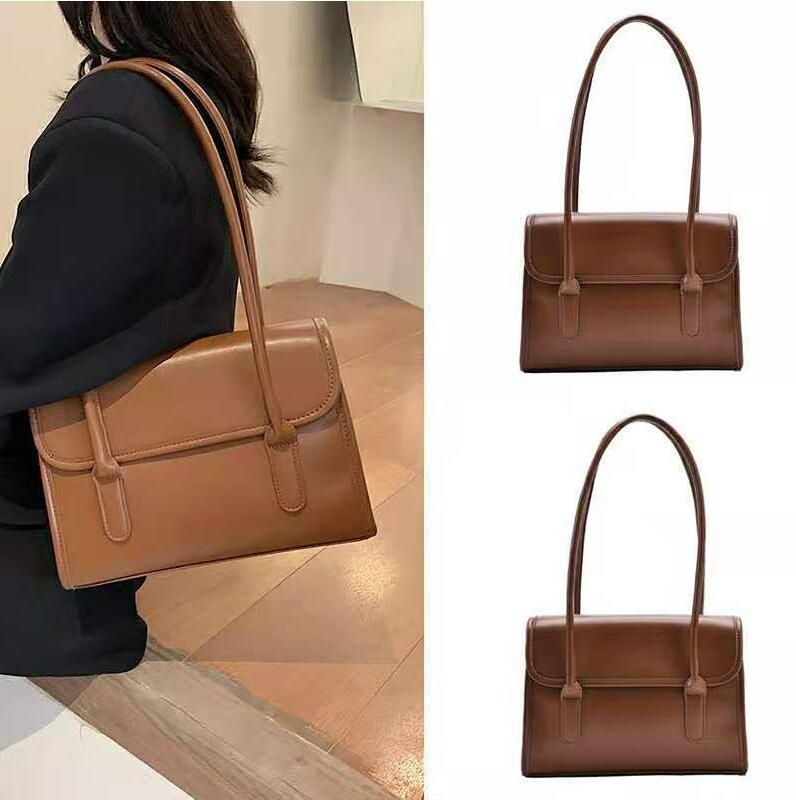 

Fashion women bag large underarm pu leather shoulder bag tote girl vintage shoulder handbag casual yii999, Brown