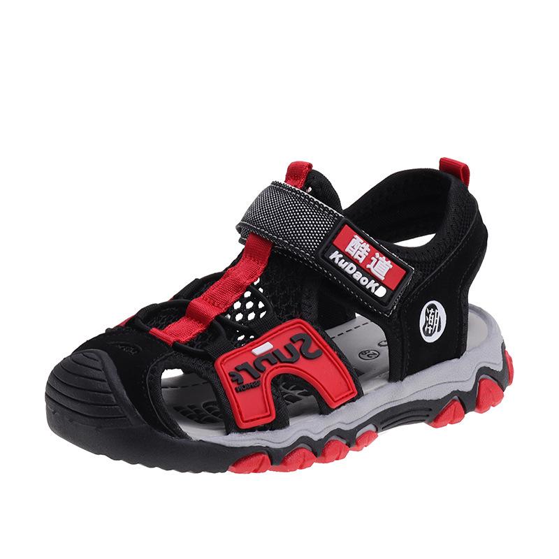 

2021 children's beach shoes boys baotou sandals non-slip soft bottom in the big children's mesh breathable shoes, Gray