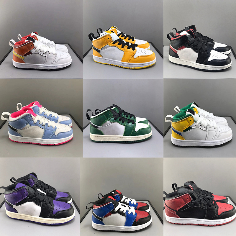 

Little Kids Shoe Mismatch Theme I 1s Court Purple Basketball Shoes Baby Mid Come Fly With Me Toddler Coral Yellow Toe US:6C-3Y Sneaker, As pics