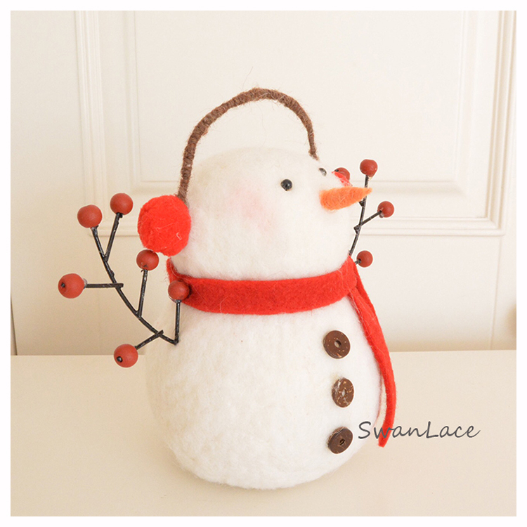 

Cute fat Swan lace good things wool felt big Snowman Doll Christmas tree decorations