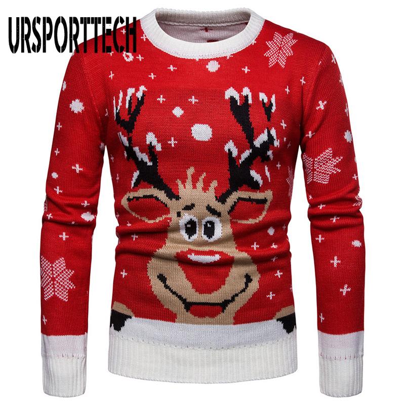

Autumn Winter Christmas Sweater Men Pullovers 3D Print Oversized Knitted Sweaters Unisex Man Woman Funny Ugly Christmas Sweater, Red