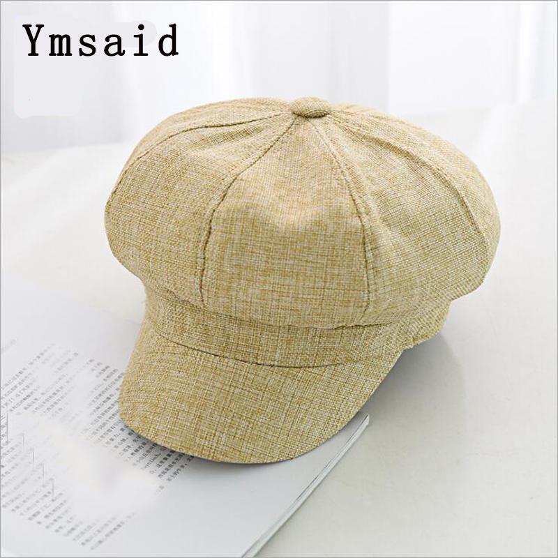 

Berets 2021 Ladies Hats Women Summer Hat Octagonal Flat Cap Spring And Autumn Cotton Female Navy For Men, Beige