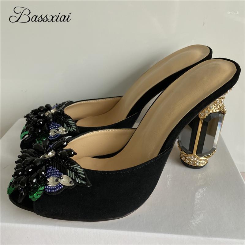 

Bling Sequins Beading Flower Sandals Women Jeweled Rhinestone High Heels Luxury Suede Open Toes Slingbacks Party Shoes Woman1, Custom colors