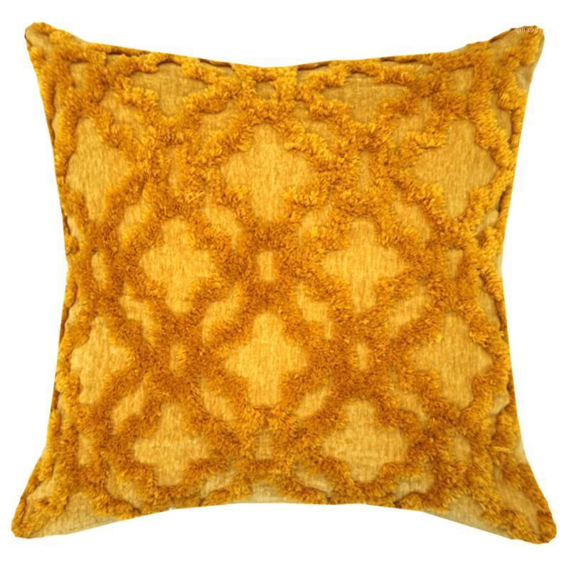 

Velvet Lumbar Throw Pillow Case, 30x50/45x45cm Decorative Pillowcover, Tufted Embroidery Cushion Cover for Couch Sofa Bedroom1, Brown 45x45 cm