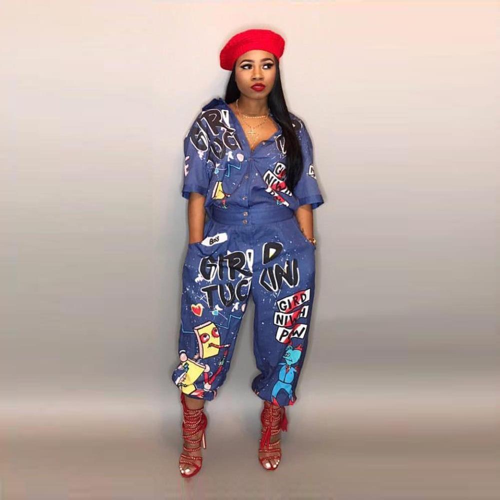 Top Fashion Womens Rompers Jumpsuit Letter Print Sexy Overalls For Women Pocket Streetwear Combinaison Femme D8103-image-610623809