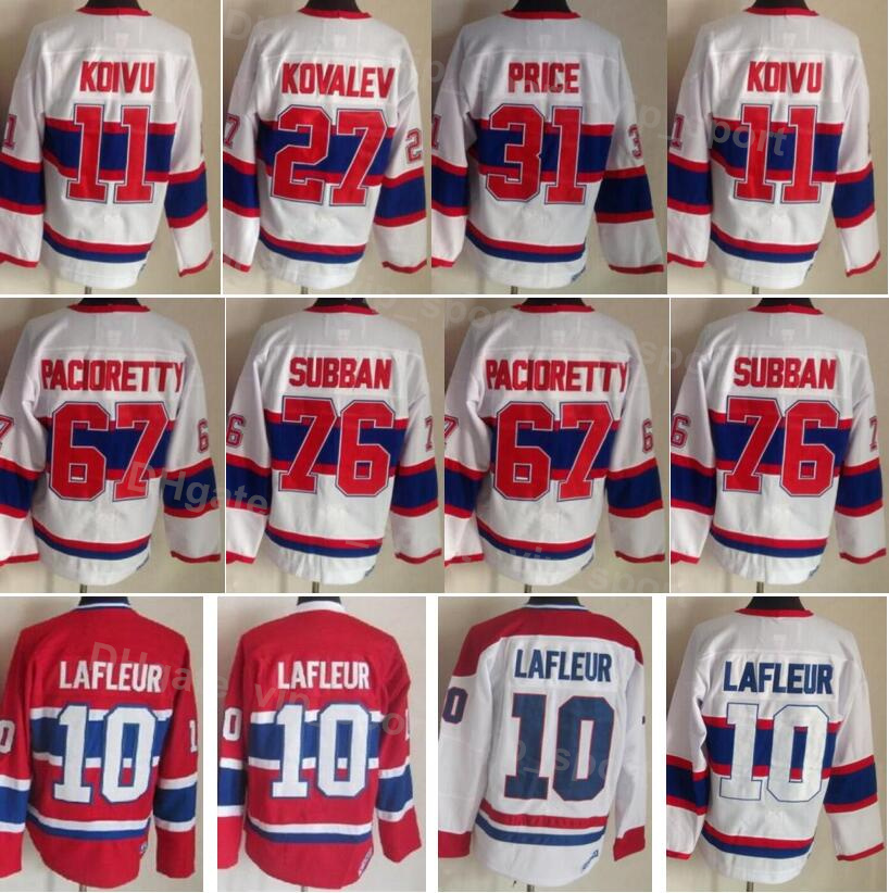 

Men Hockey Vintage Retro 31 Carey Price Jerseys 67 Max Pacioretty 76 PK Subban 10 Guy Lafleur 11 Brendan Gallagher 27 Alex Kovalev Red White CCM Stitched JiaNaDaRen, 10 white