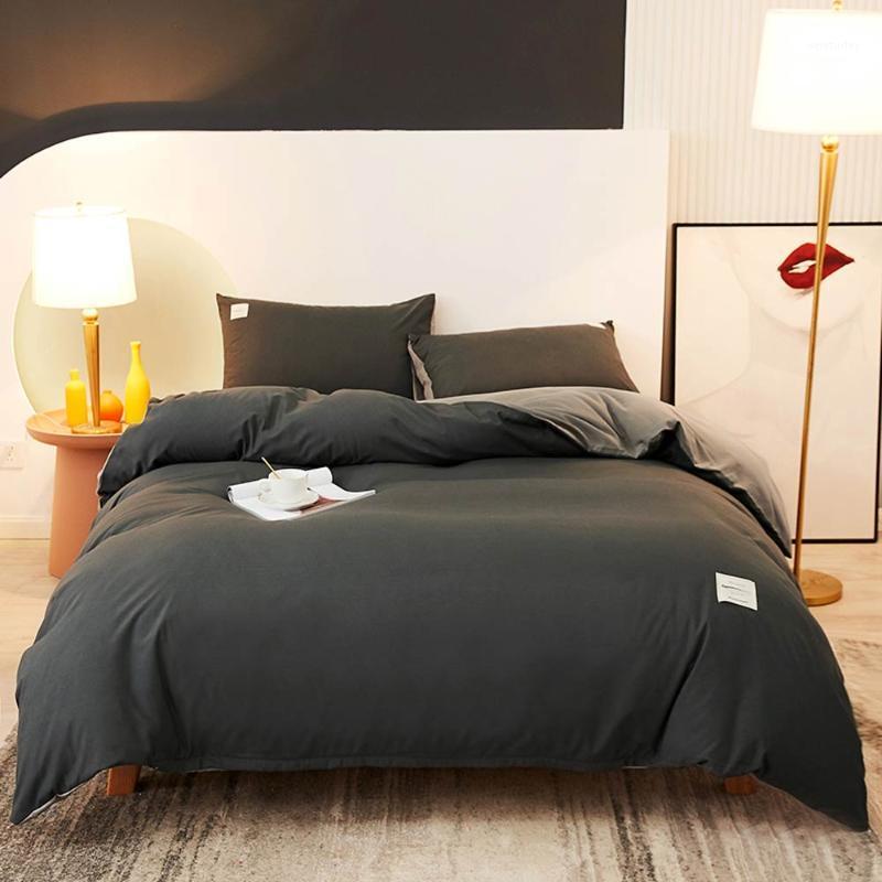 

Papa&Mima Dark Grey Japanese Solid Polyester Fabric Bedlinens  Queen King Size Sheet Bedding Set Duvet Cover Pillowcases1, 20206703