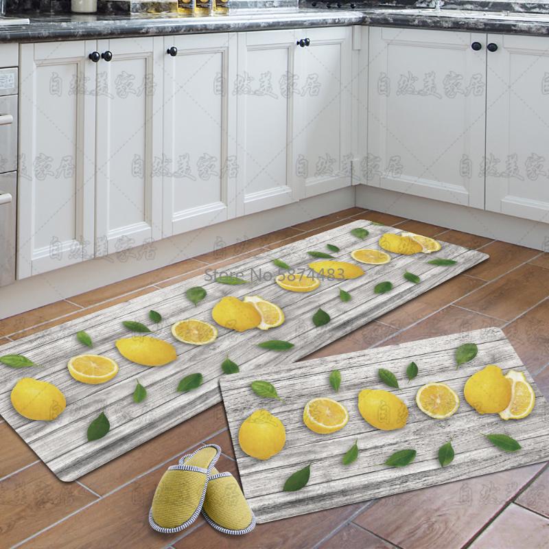 

Long Kitchen Mat Wood Grain Fruit Waterproof PVC Digital Printing Leather Floor Mat Carpet PU Oil-proof Anti-slip Household, 17