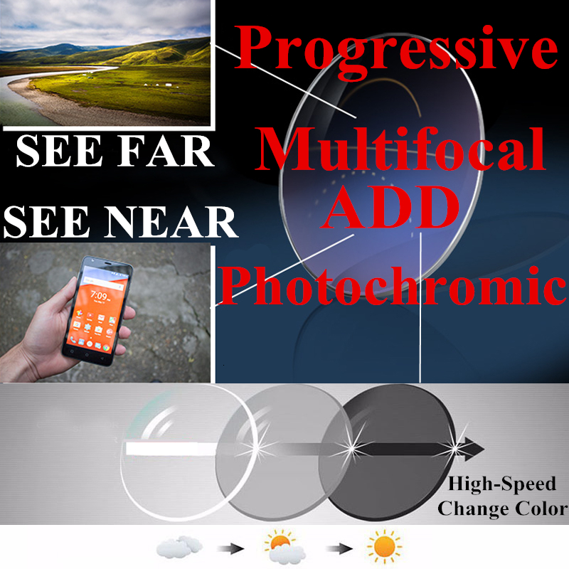 

2021 New 1.56 1.61 Progressive Photochromatic Multifocal From Reading Glasses to See Distant and Close Colored Lenses for Eyes Pm3w