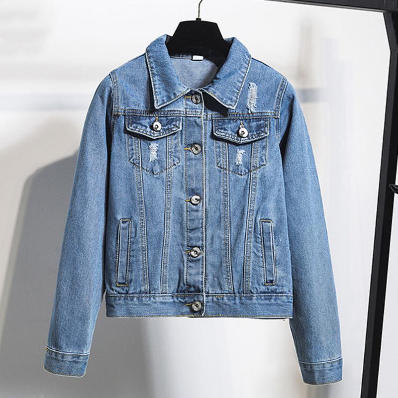 

Womens Denim Jacket Casual Jean Jackets Long Sleeve Denim Plus Size Coat Retro Cowboy Pockets Jacket Fashion Bomber Streetwear, Light blue