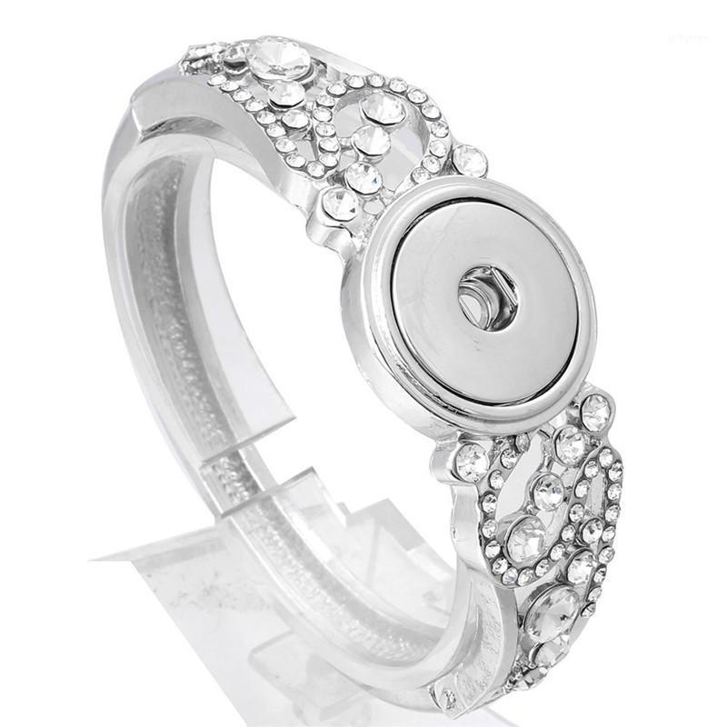 

Charm Bracelets Snap Bracelet DIY Charms Crystal Bangles With Flower Fit 18mm Buttons For Women Jewelry ZE3731