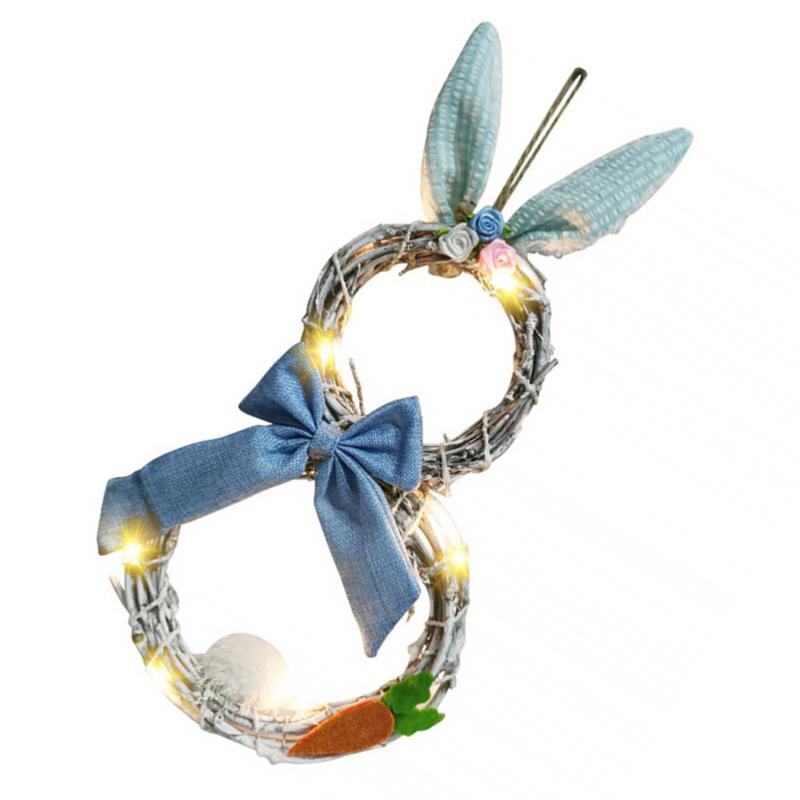 

1pc Rattan Wreaths Ornaments Easter Party Hanging Adornments with Light, Pink