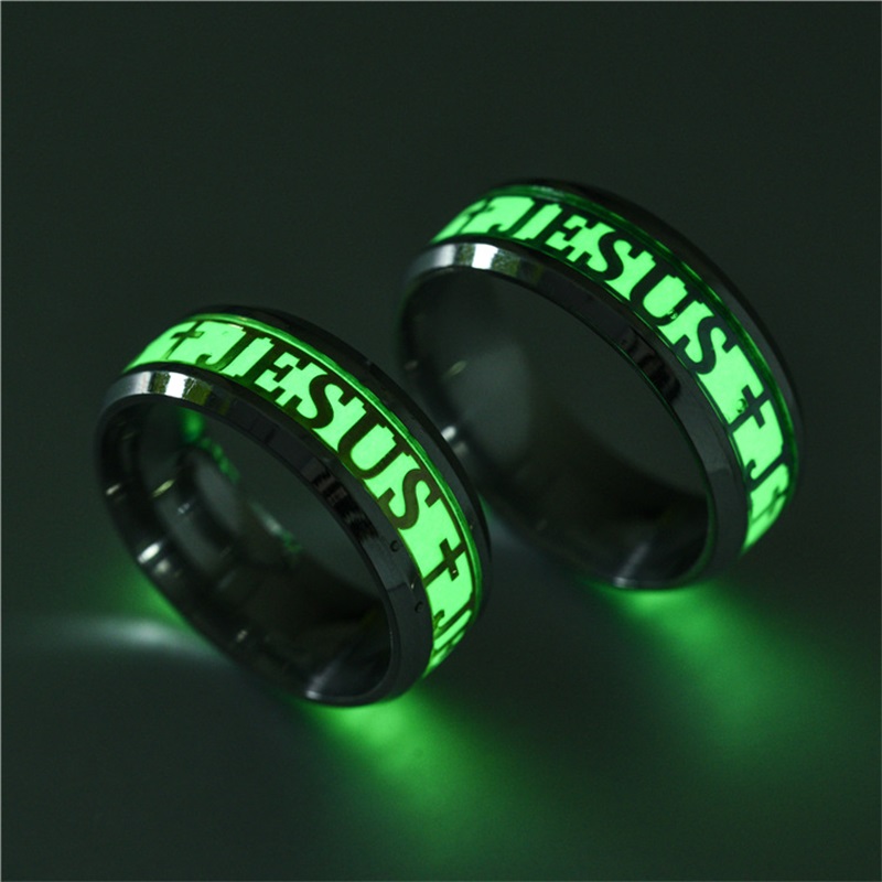 

Glow in The Dark Jesus Cross Ring For Women Men stainless steel Christian religion Light finger Rings Fashion Jewelry Gift 89 K2