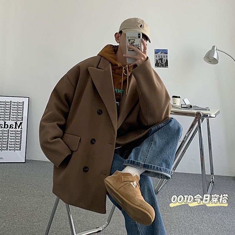 

2021 New Winter Male Short Section Street Loose Solid All-match Jacket Thick Clothes Size Large X89Y DFUI, Peacock blue.