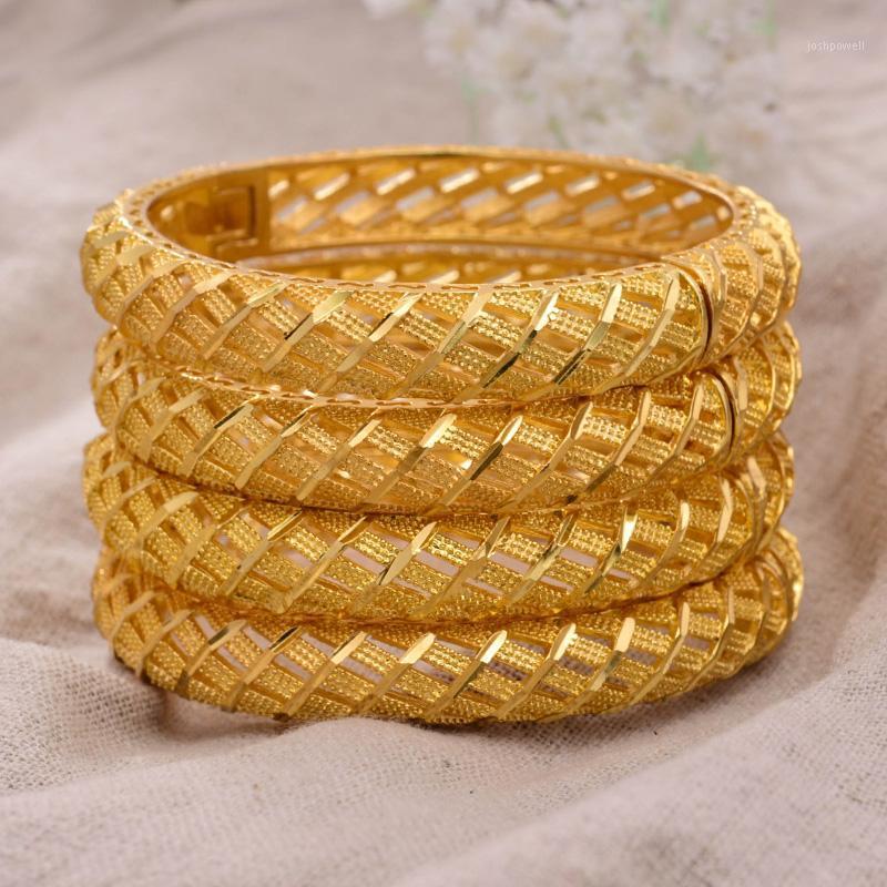 

Annayoyo 4Pcs/lot 24K Dubai India Ethiopian Gold Filled Color Bangles For Women girls party jewelry Bangles&Bracelet gifts1
