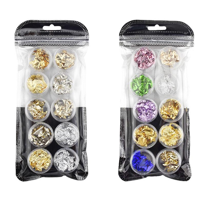 

1Set Gold Silver Green Purple Colorful Nail Art Foils Aluminum Nail Stickers For Nails Manicure Art Decoration